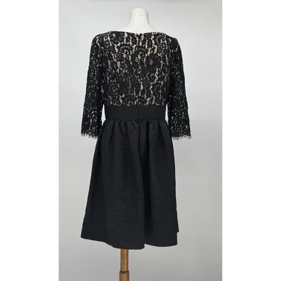 Eliza J Scallop Midi Dress Size 10 Lace Black Event Whimsygoth Elegant Formal - Picture 4 of 12